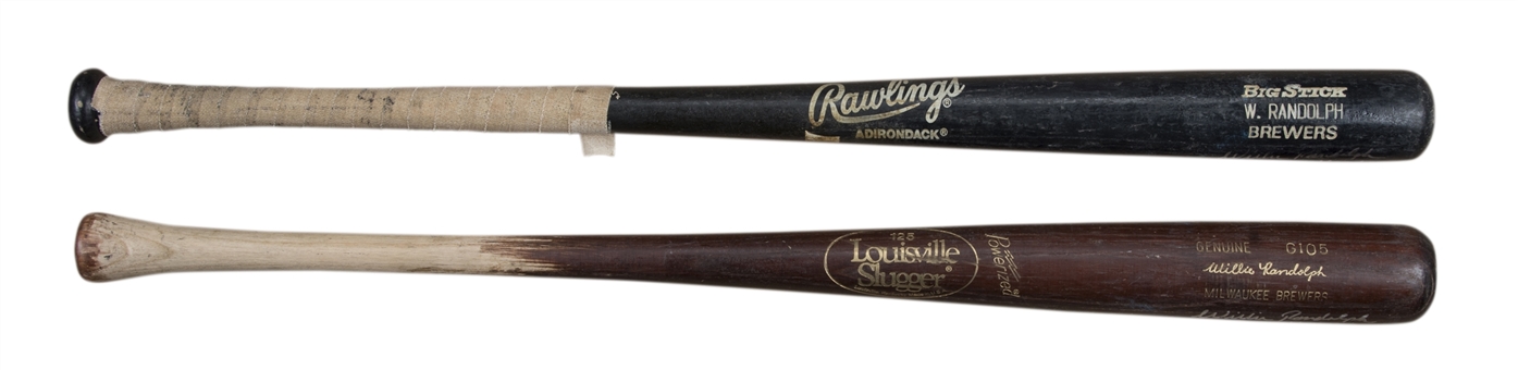 Lot of (2) 1991 Willie Randolph Game Used, Signed & Inscribed Milwaukee Brewers Bats From The Willie Randolph Collection (Randolph LOA)